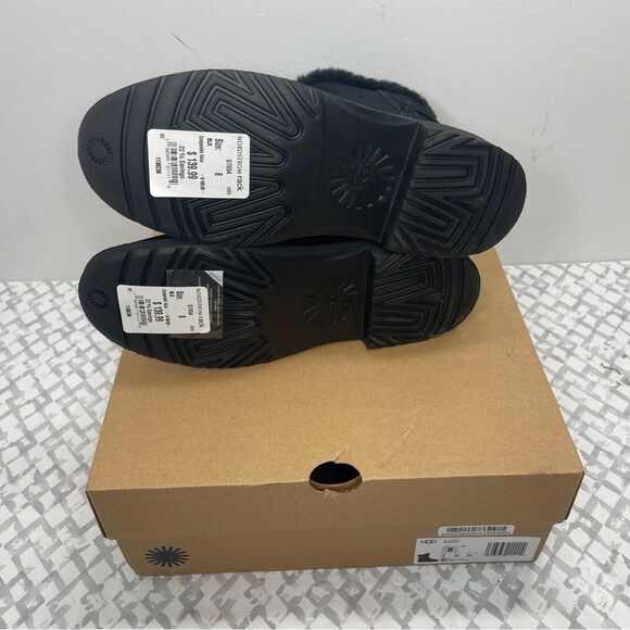 UGG Naiyah Size 8 Black Suede Leather Water repelling Short Winter Boots - Picture 6 of 7